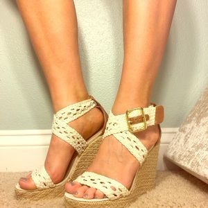 White Crochet Steve Madden Wedges